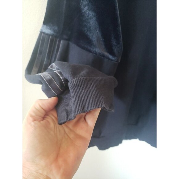 Adidas Sweatshirt Pullover Blue Mens XL Trefoil Velvet Stripes Cotton athleisure - Picture 5 of 13